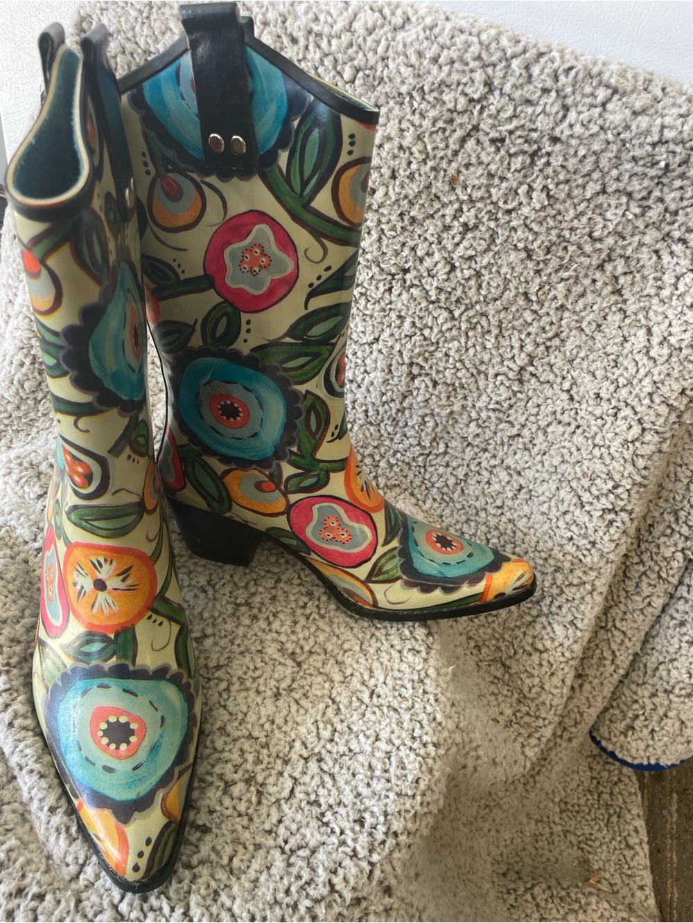 rainBops by Beehive Rubber Floral Mid-Calf Western rain Boots - Multicolor